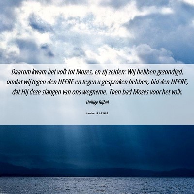 Picture 06 - Numberi 21:7 NLD - Daarom kwam het volk tot Mozes, en zij zeiden: - Bible Verse Picture