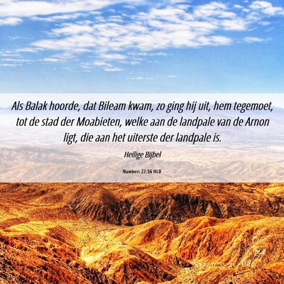 Picture 06 - Numberi 22:36 NLD - Als Balak hoorde, dat Bileam kwam, zo ging hij - Bible Verse Picture