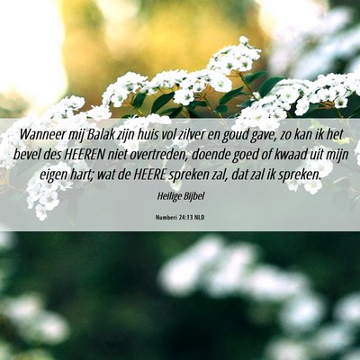 Picture 06 - Numberi 24:13 NLD - Wanneer mij Balak zijn huis vol zilver en goud - Bible Verse Picture