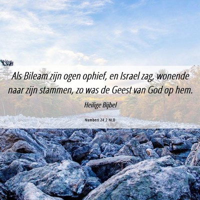 Picture 06 - Numberi 24:2 NLD - Als Bileam zijn ogen ophief, en Israel zag, - Bible Verse Picture