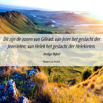 Picture 06 - Numberi 26:30 NLD - Dit zijn de zonen van Gilead: van Jezer het - Bible Verse Picture