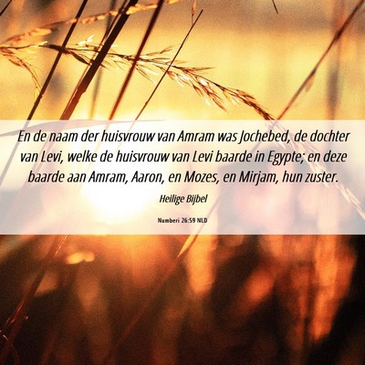 Picture 06 - Numberi 26:59 NLD - En de naam der huisvrouw van Amram was Jochebed, - Bible Verse Picture