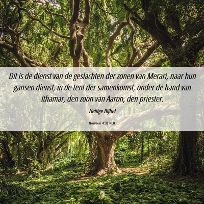 Picture 06 - Numberi 4:33 NLD - Dit is de dienst van de geslachten der zonen van - Bible Verse Picture