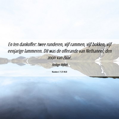 Picture 06 - Numberi 7:23 NLD - En ten dankoffer: twee runderen, vijf rammen, - Bible Verse Picture