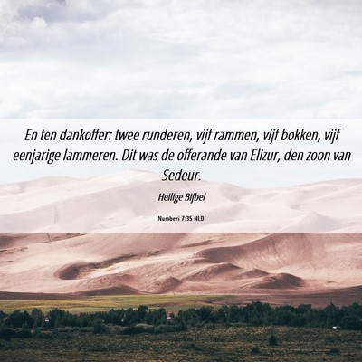 Picture 06 - Numberi 7:35 NLD - En ten dankoffer: twee runderen, vijf rammen, - Bible Verse Picture