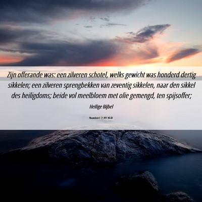 Picture 06 - Numberi 7:49 NLD - Zijn offerande was: een zilveren schotel, welks - Bible Verse Picture