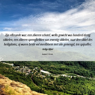 Picture 06 - Numberi 7:79 NLD - Zijn offerande was: een zilveren schotel, welks - Bible Verse Picture