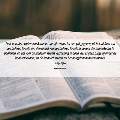 Picture 06 - Numberi 8:19 NLD - En Ik heb de Levieten aan Aaron en aan zijn zonen - Bible Verse Picture