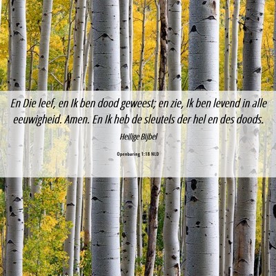 Picture 06 - Openbaring 1:18 NLD - En Die leef, en Ik ben dood geweest; en zie, Ik - Bible Verse Picture