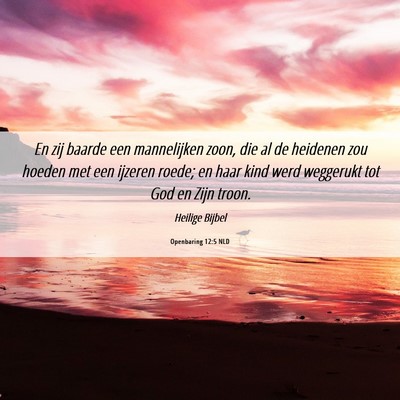 Picture 06 - Openbaring 12:5 NLD - En zij baarde een mannelijken zoon, die al de - Bible Verse Picture