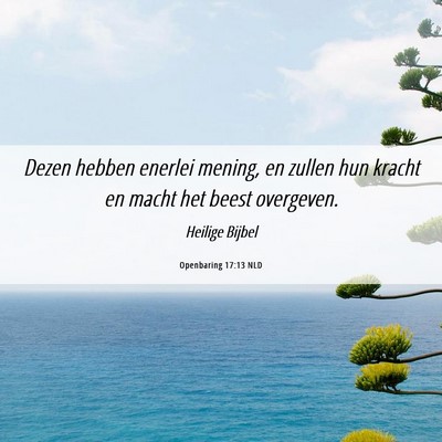Picture 06 - Openbaring 17:13 NLD - Dezen hebben enerlei mening, en zullen hun kracht - Bible Verse Picture