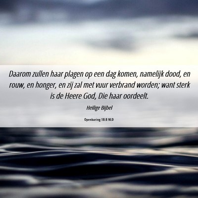 Picture 06 - Openbaring 18:8 NLD - Daarom zullen haar plagen op een dag komen, - Bible Verse Picture