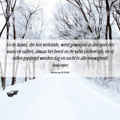 Picture 06 - Openbaring 20:10 NLD - En de duivel, die hen verleidde, werd geworpen in - Bible Verse Picture