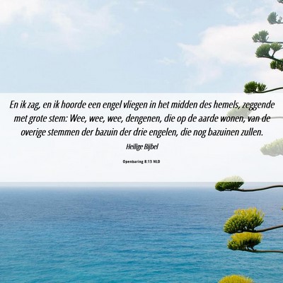 Picture 06 - Openbaring 8:13 NLD - En ik zag, en ik hoorde een engel vliegen in het - Bible Verse Picture