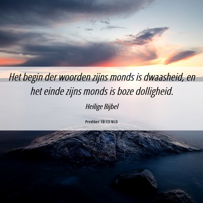 Picture 06 - Prediker 10:13 NLD - Het begin der woorden zijns monds is dwaasheid, - Bible Verse Picture