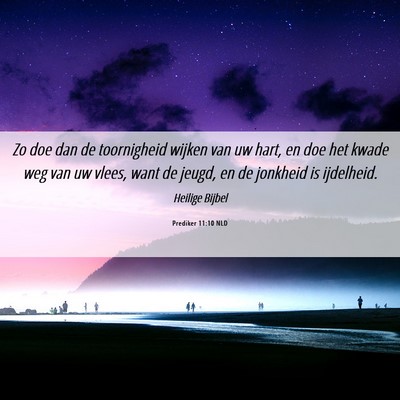 Picture 06 - Prediker 11:10 NLD - Zo doe dan de toornigheid wijken van uw hart, en - Bible Verse Picture