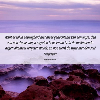 Picture 06 - Prediker 2:16 NLD - Want er zal in eeuwigheid niet meer gedachtenis - Bible Verse Picture