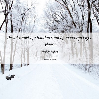 Picture 06 - Prediker 4:5 NLD - De zot vouwt zijn handen samen, en eet zijn eigen - Bible Verse Picture