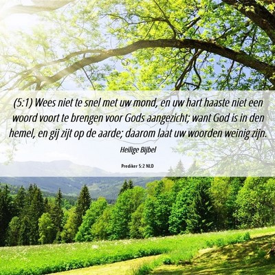 Picture 06 - Prediker 5:2 NLD - (5:1) Wees niet te snel met uw mond, en uw hart - Bible Verse Picture