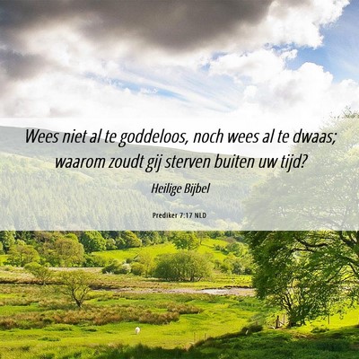 Picture 06 - Prediker 7:17 NLD - Wees niet al te goddeloos, noch wees al te dwaas; - Bible Verse Picture