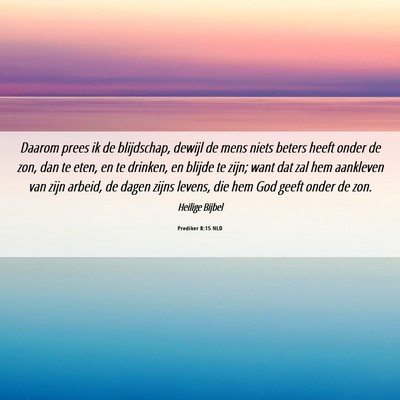 Picture 06 - Prediker 8:15 NLD - Daarom prees ik de blijdschap, dewijl de mens - Bible Verse Picture