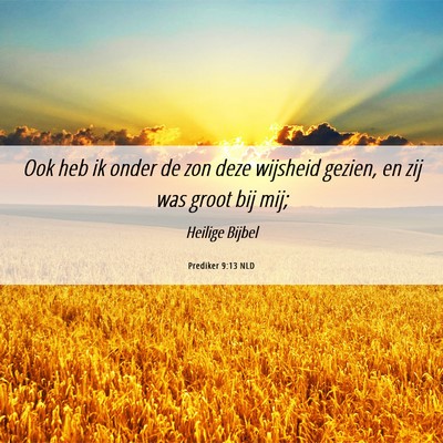 Picture 06 - Prediker 9:13 NLD - Ook heb ik onder de zon deze wijsheid gezien, en - Bible Verse Picture