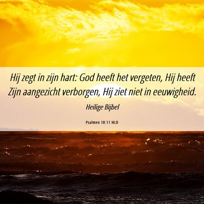 Picture 06 - Psalmen 10:11 NLD - Hij zegt in zijn hart: God heeft het vergeten, - Bible Verse Picture