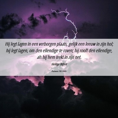 Picture 06 - Psalmen 10:9 NLD - Hij legt lagen in een verborgen plaats, gelijk - Bible Verse Picture