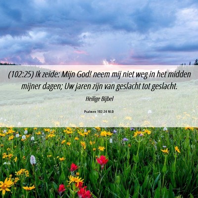 Picture 06 - Psalmen 102:24 NLD - (102:25) Ik zeide: Mijn God! neem mij niet weg in - Bible Verse Picture
