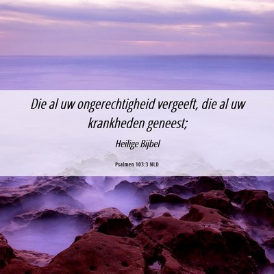 Picture 06 - Psalmen 103:3 NLD - Die al uw ongerechtigheid vergeeft, die al uw - Bible Verse Picture
