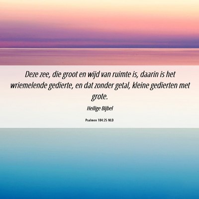 Picture 06 - Psalmen 104:25 NLD - Deze zee, die groot en wijd van ruimte is, daarin - Bible Verse Picture