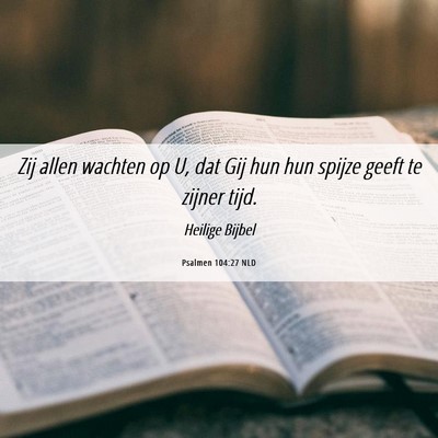 Picture 06 - Psalmen 104:27 NLD - Zij allen wachten op U, dat Gij hun hun spijze - Bible Verse Picture