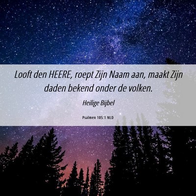Picture 06 - Psalmen 105:1 NLD - Looft den HEERE, roept Zijn Naam aan, maakt Zijn - Bible Verse Picture