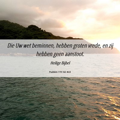 Picture 06 - Psalmen 119:165 NLD - Die Uw wet beminnen, hebben groten vrede, en zij - Bible Verse Picture