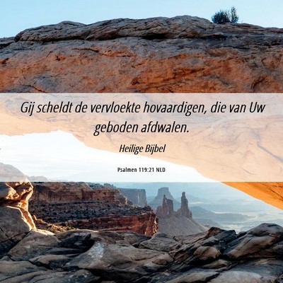 Picture 06 - Psalmen 119:21 NLD - Gij scheldt de vervloekte hovaardigen, die van Uw - Bible Verse Picture