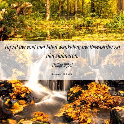 Picture 06 - Psalmen 121:3 NLD - Hij zal uw voet niet laten wankelen; uw Bewaarder - Bible Verse Picture