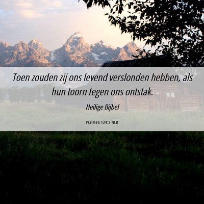 Picture 06 - Psalmen 124:3 NLD - Toen zouden zij ons levend verslonden hebben, als - Bible Verse Picture