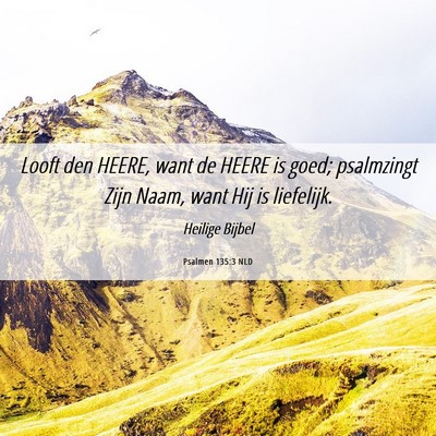 Picture 06 - Psalmen 135:3 NLD - Looft den HEERE, want de HEERE is goed; - Bible Verse Picture