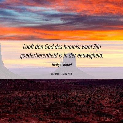 Picture 06 - Psalmen 136:26 NLD - Looft den God des hemels; want Zijn - Bible Verse Picture