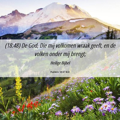 Picture 06 - Psalmen 18:47 NLD - (18:48) De God, Die mij volkomen wraak geeft, en - Bible Verse Picture