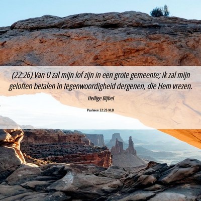 Picture 06 - Psalmen 22:25 NLD - (22:26) Van U zal mijn lof zijn in een grote - Bible Verse Picture