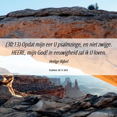 Picture 06 - Psalmen 30:12 NLD - (30:13) Opdat mijn eer U psalmzinge, en niet - Bible Verse Picture