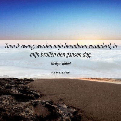Picture 06 - Psalmen 32:3 NLD - Toen ik zweeg, werden mijn beenderen verouderd, - Bible Verse Picture