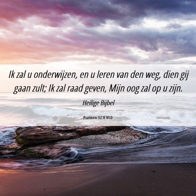Picture 06 - Psalmen 32:8 NLD - Ik zal u onderwijzen, en u leren van den weg, - Bible Verse Picture