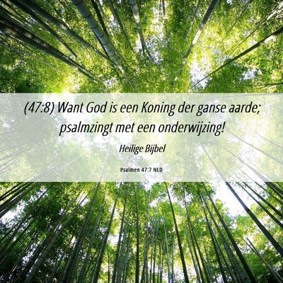 Picture 06 - Psalmen 47:7 NLD - (47:8) Want God is een Koning der ganse aarde; - Bible Verse Picture