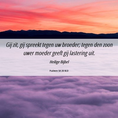 Picture 06 - Psalmen 50:20 NLD - Gij zit, gij spreekt tegen uw broeder; tegen den - Bible Verse Picture