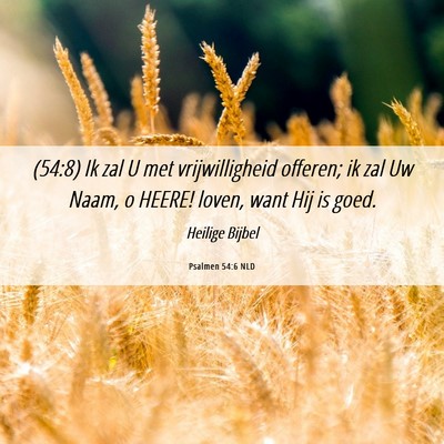 Picture 06 - Psalmen 54:6 NLD - (54:8) Ik zal U met vrijwilligheid offeren; ik - Bible Verse Picture