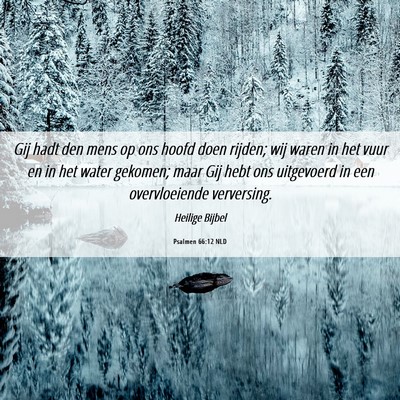 Picture 06 - Psalmen 66:12 NLD - Gij hadt den mens op ons hoofd doen rijden; wij - Bible Verse Picture