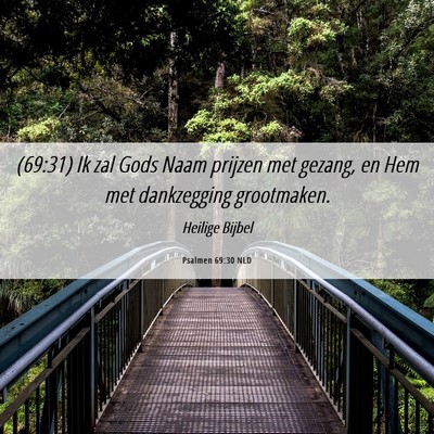 Picture 06 - Psalmen 69:30 NLD - (69:31) Ik zal Gods Naam prijzen met gezang, en - Bible Verse Picture