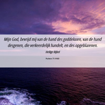 Picture 06 - Psalmen 71:4 NLD - Mijn God, bevrijd mij van de hand des goddelozen, - Bible Verse Picture